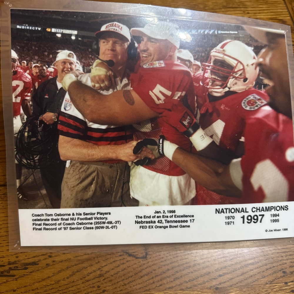 JASON PETER HAND SIGNED 8x10 PHOTO AUTOGRAPHED NEBRASKA CORNHUSKERS LEGEND COA